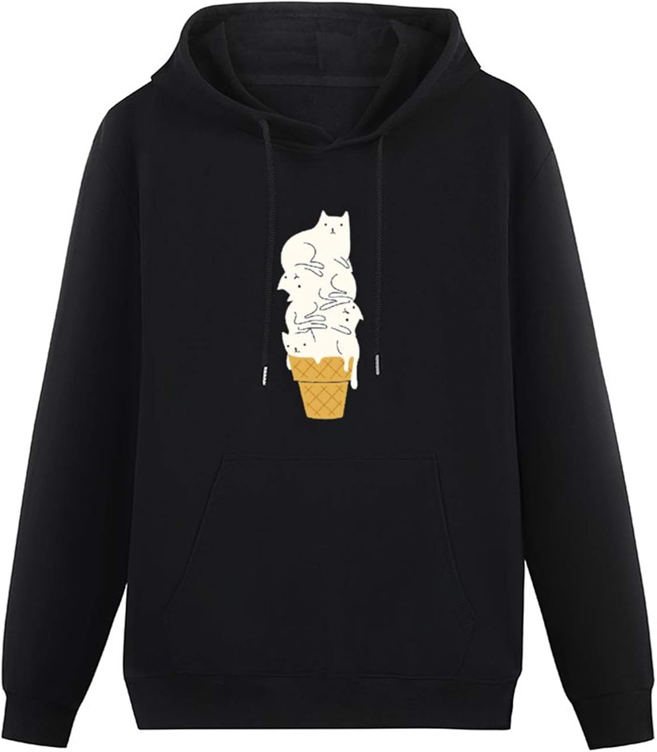 Cat Ice Creams Printed Hoodie Long Sleeve Hooded Pullover Sweatshirts