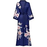 Women's Silk Kimono Robes Long Bathrobes Female Sleepwear Floral Print Wedding Robe Nightgown Satin Bridesmaid Robes