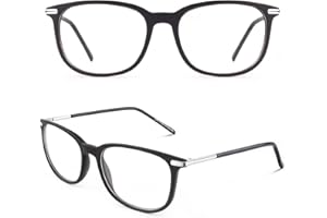 Happy Store Vintage Fake Glasses for Women Men, Non Prescription Glasses Retro Metal Temple UV400 Matte Black,CN79