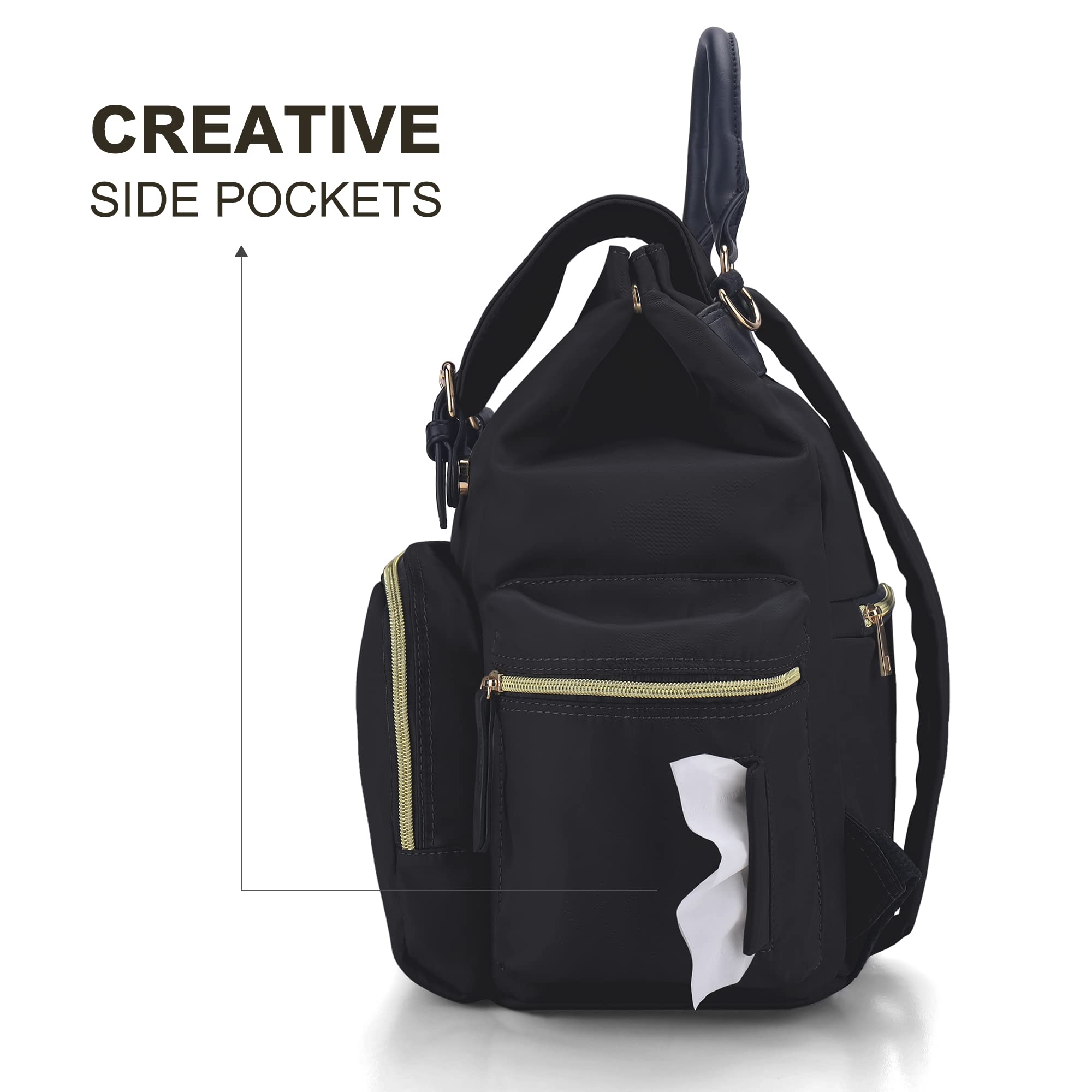 VS VOGSHOW Diaper Bag Backpack: Multifunctional Stylish Travel Baby Bag with Crossbody Strap