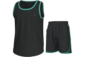 Essenclo Boys Clothing Sets, Boys Athletic Shorts & Sleeveless Shirts, Crew Neck Kids Tank Top Clothes Size 3-16 (2 Pcs Set)