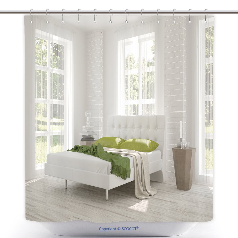 Amazon Com Vanfan Durable Shower Curtains White Bedroom Green