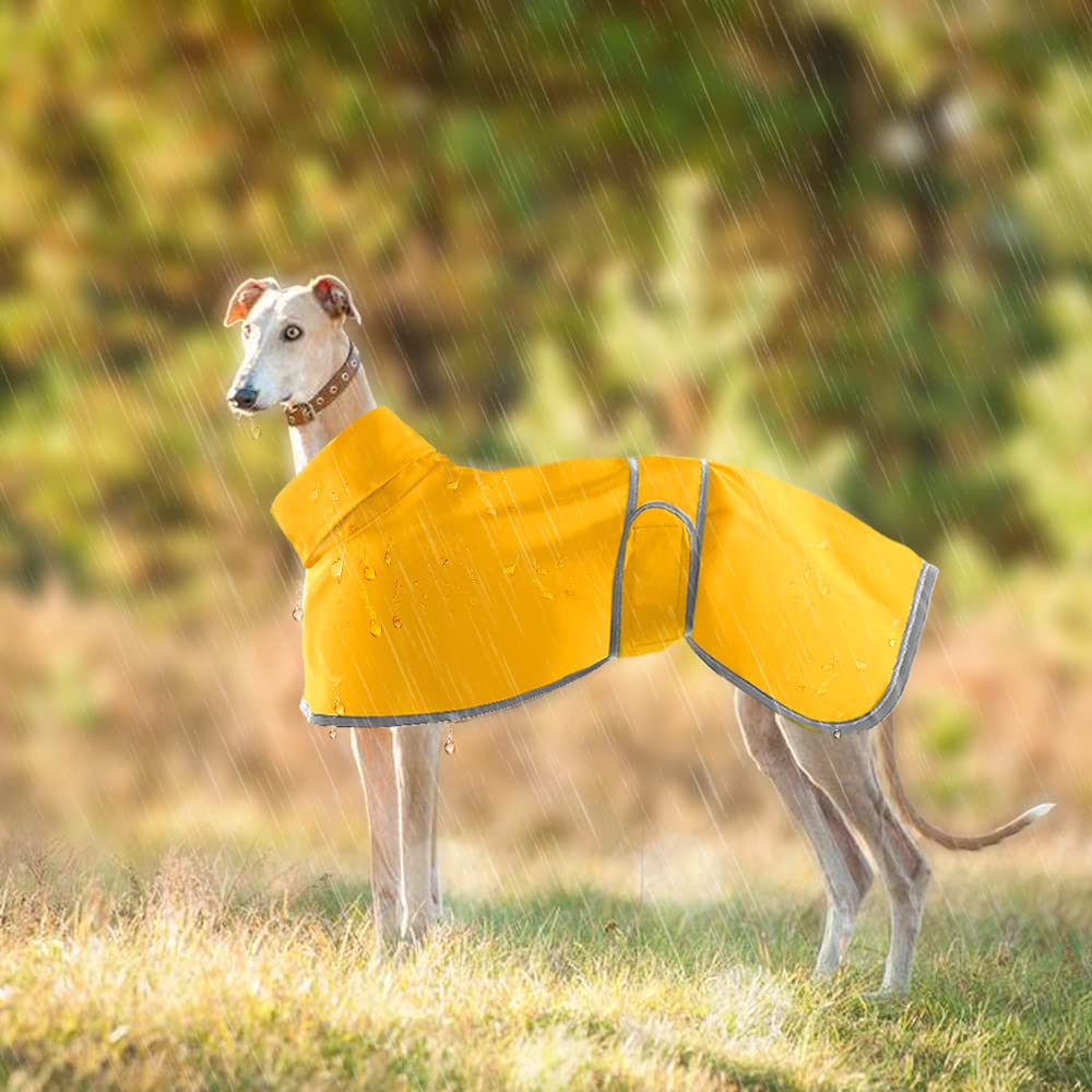 Lightweight Whippet Raincoat, Greyhound Coats Waterproof, Summer Winter Dog Coats for Medium, Large Dogs (XXXL, Yellow)