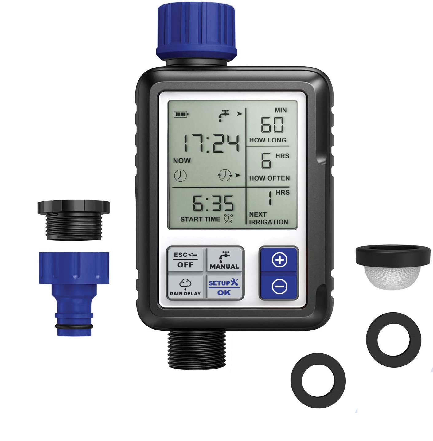 Aqua Control C4110 Digital Irrigation with Extremely Easy Panoramic Display, Full Vision 2 Programmer, Observe All Programming Information at Once, 1 Output