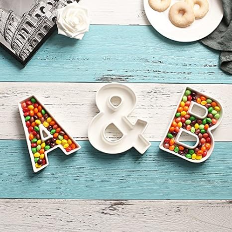 Amazon Com Coffeezone Ceramic Small Letter Dish Plates For Candy Nuts Ideas Wedding Party Decor Letter S Candy Dishes