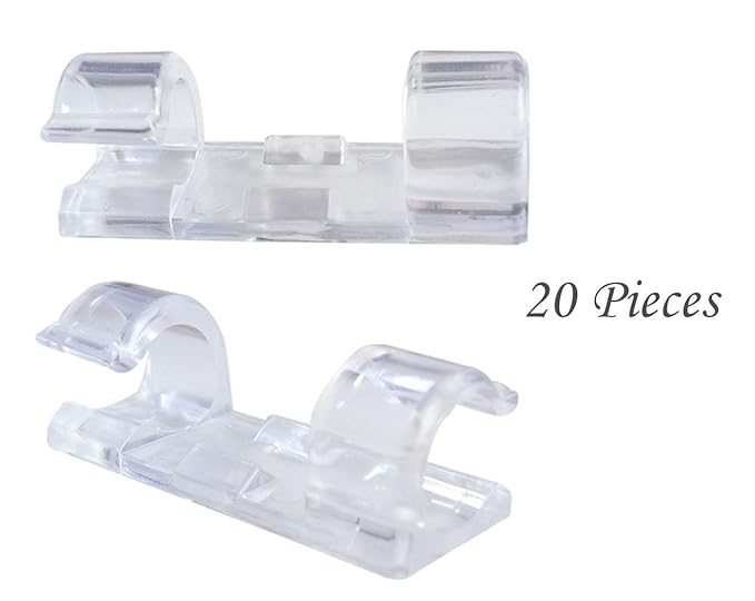 Porta Cables Clips Para Cables Autoadhesivo aacute mara de Tablero Autos Eescritorio de Oficina Peque Ntilde os Porta Cables Luces pl aacute stica para Administrar Cables Paquete de 20 Transparente