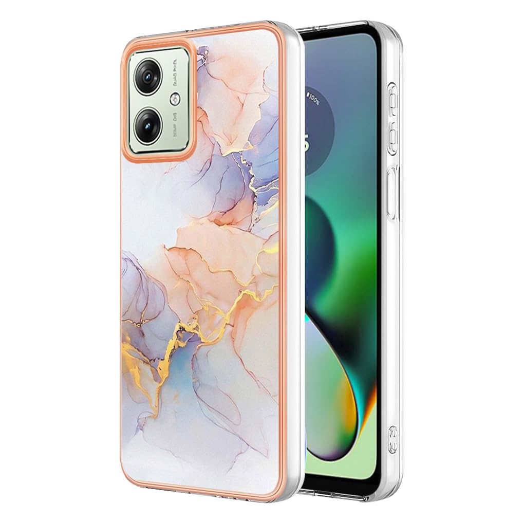 SEAHAI Case for Motorola Moto G54 5G, Ultra Thin Premium TPU Bumper Shockproof Hard Cover Fashion Cute Graphic Colorful Silicone Skin Slim Case - Marble white