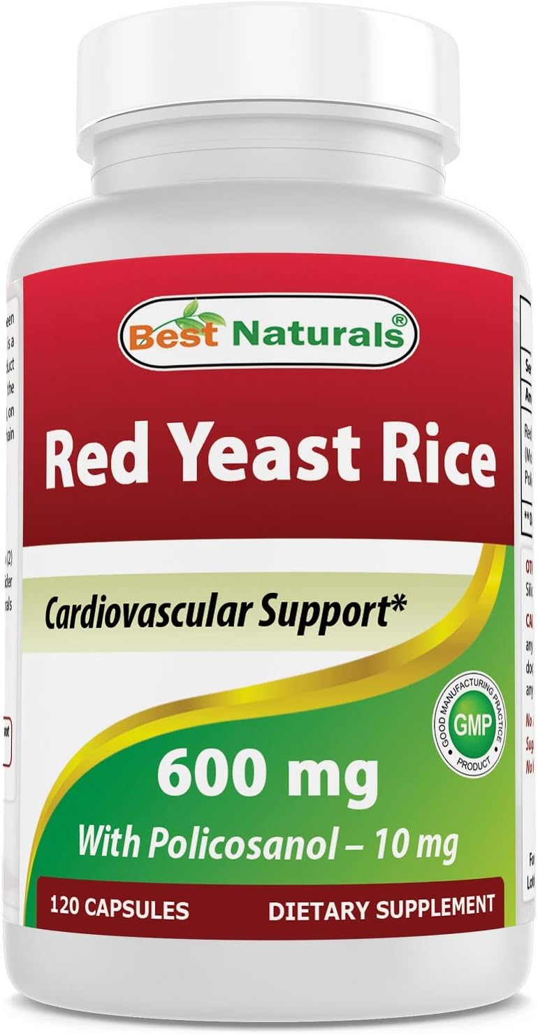 Red Yeast Rice 600 mg with Policosanol 10 mg 120 Capsules by Best Naturals: Health & Personal Care