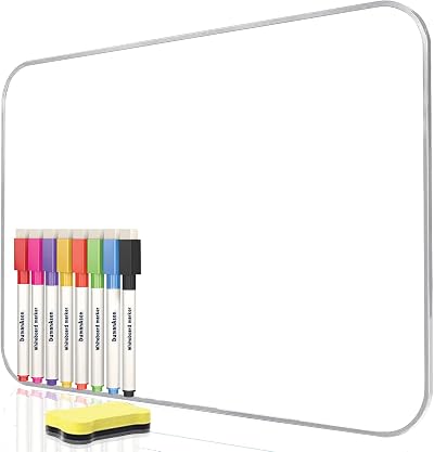 DumanAsen Double-Sided Dry Erase Whiteboard with Pens and Eraser grey 12x8 in