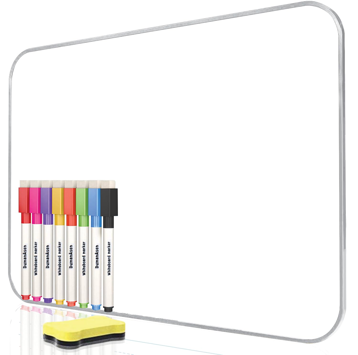Dry Erase Whiteboard, DumanAsen Double Sided White Board with Dry Erase Pens and Eraser for School, Home, Office, Remote Learning (Grey, 30cm*21cm)