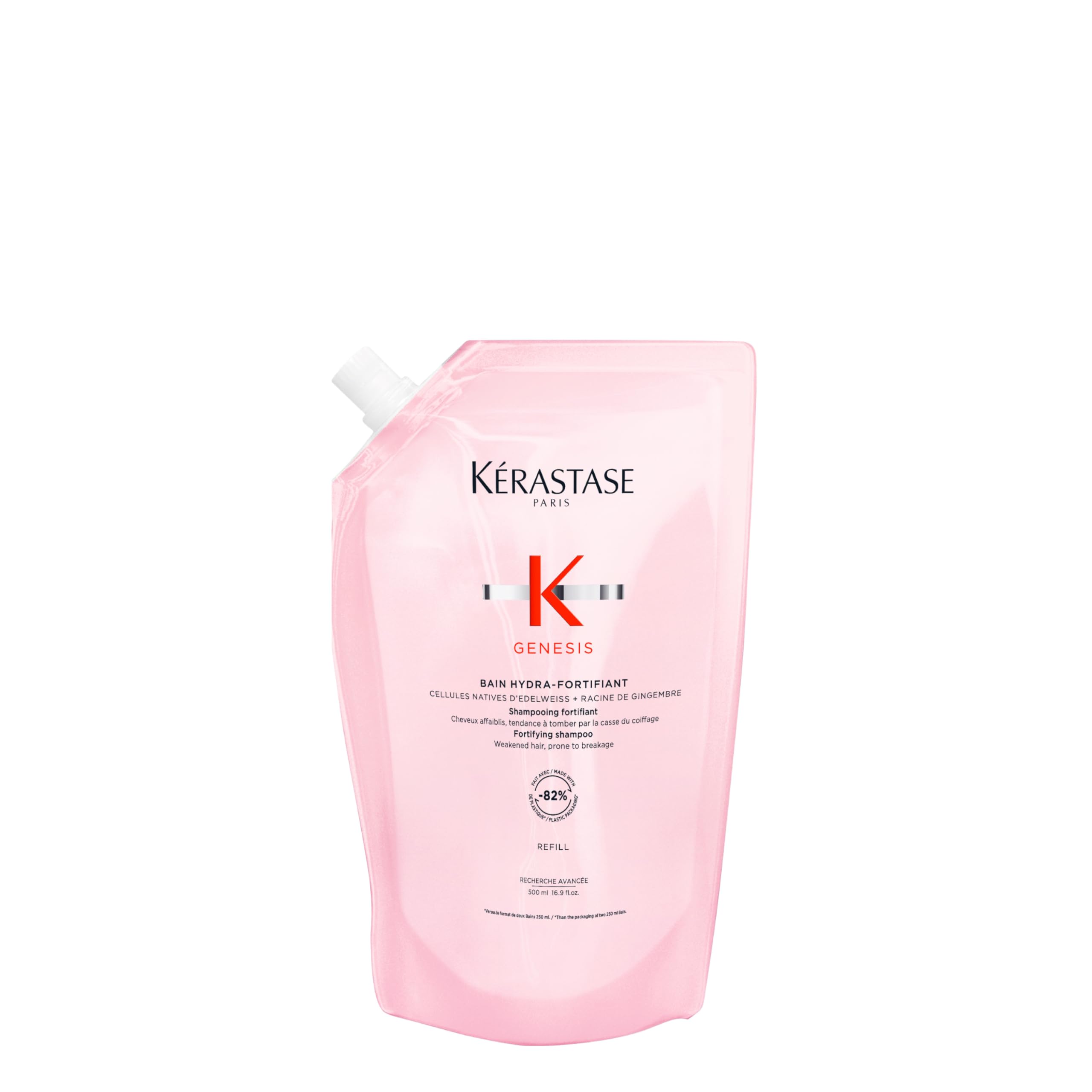 Kérastase Genesis, Nourishing & Fortifying Shampoo, For Weakened Hair, With Ginger Root & Edelweiss Flower, Bain Hydra-Fortifiant, 500ml Refill