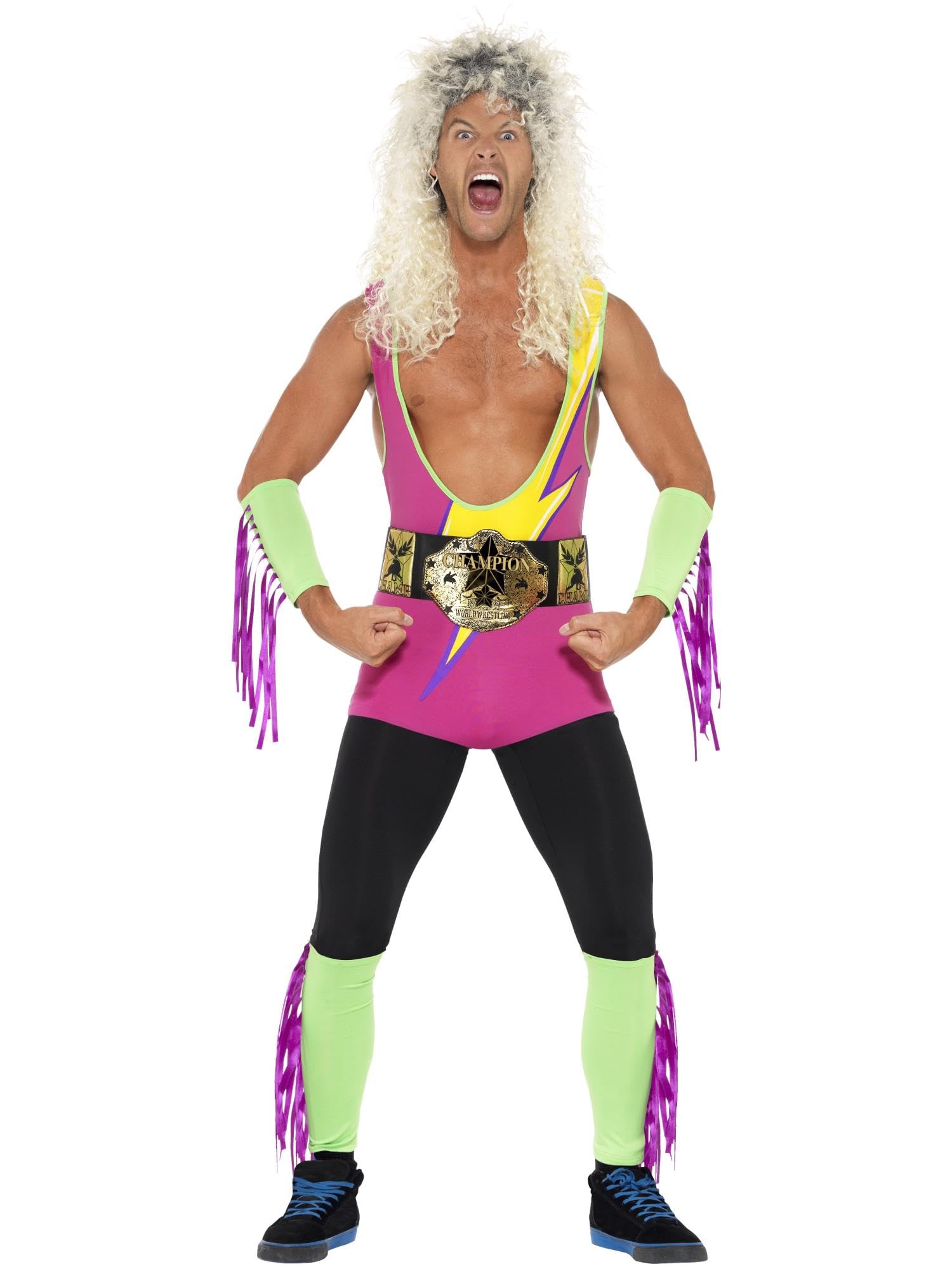Smiffys Retro Wrestler Costume, Multi-colour, XL - Size 46 in-48 in
