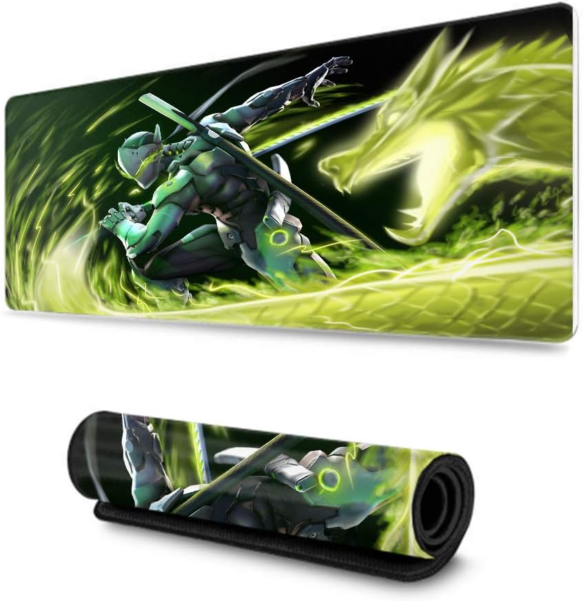 Extended Gaming Mouse Pad Thick Large XXL Mouse Mat Extended Desk Pad Overwatch Office & Home Durable, (OW Genji, 35.5×15.7 Inch)