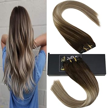 Amazon Com Sunny Clip In Human Hair Extensions 14 Inch Clip In