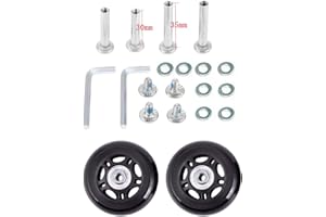 Byaning 2 Sets Luggage Suitcase Wheels Replacement,60/64/68/70/75/78mm Inline Outdoor Skate Replacement Wheels,Rubber Swivel Caster Wheels Repair Kits (OD:64 W:18 ID:6 Axles: 30 & 35)