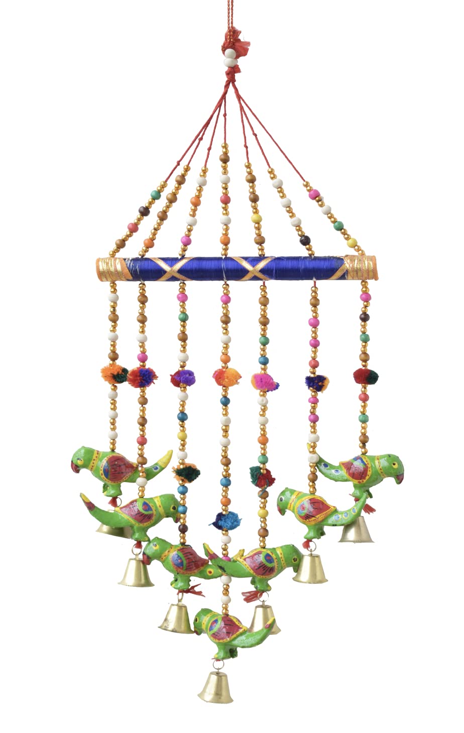Colorful Parrot Windchimes Jhoomar Hanging for Home Door, Wall, Bedroom, Decorative Accessories for Party, Festival Decor, Wedding, Festivities Gift Size:- 23 Inch (Parrot)