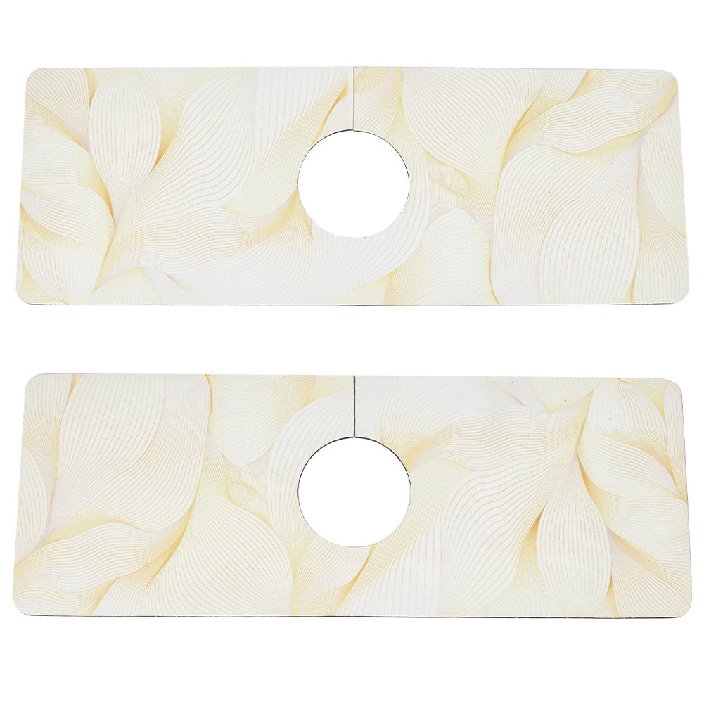 DELORIGIN 2pcs Kitchen Sink Splash Guard Faucet Mat 15" x 5.4" Rubber Quick Absorbent Fast Drying Mat Bathroom Sink Mat Dish Drying Mat Behind Faucet Drip Catcher Pad for Kitchen Faucet Handle