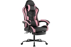 NIONIK Gaming Chair with Footrest, Ergonomic Gaming Chair Racing Style Adjustable Height High-Back PC Computer Chairs, Video 