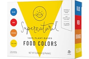 Supernatural Plant-Based Food Coloring - Blue, Red, Orange & Yellow Natural Food Dye Powders, Hyper-Concentrated, Vegan, No Artificial Dyes (4 Packets)