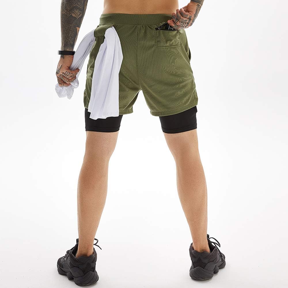 OEBLD Mens Athletic Shorts 2-in-1 Gym Workout Running 7'' Shorts with Towel Loop: Clothing