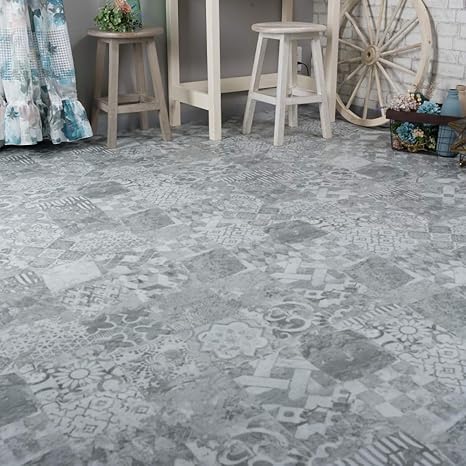 Amazon フロアタイル フローリング 置くだけ はめ込み 接着剤不要 石目調 K8f クリックオンプレミアム ストーン ボデガ 6畳用セット フローリングシート