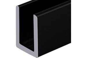 Brixwell SDCD38MBL-CCP36 Matte Black 3/8" Fixed Panel Shower Door Deep U-Channel - 36" Length