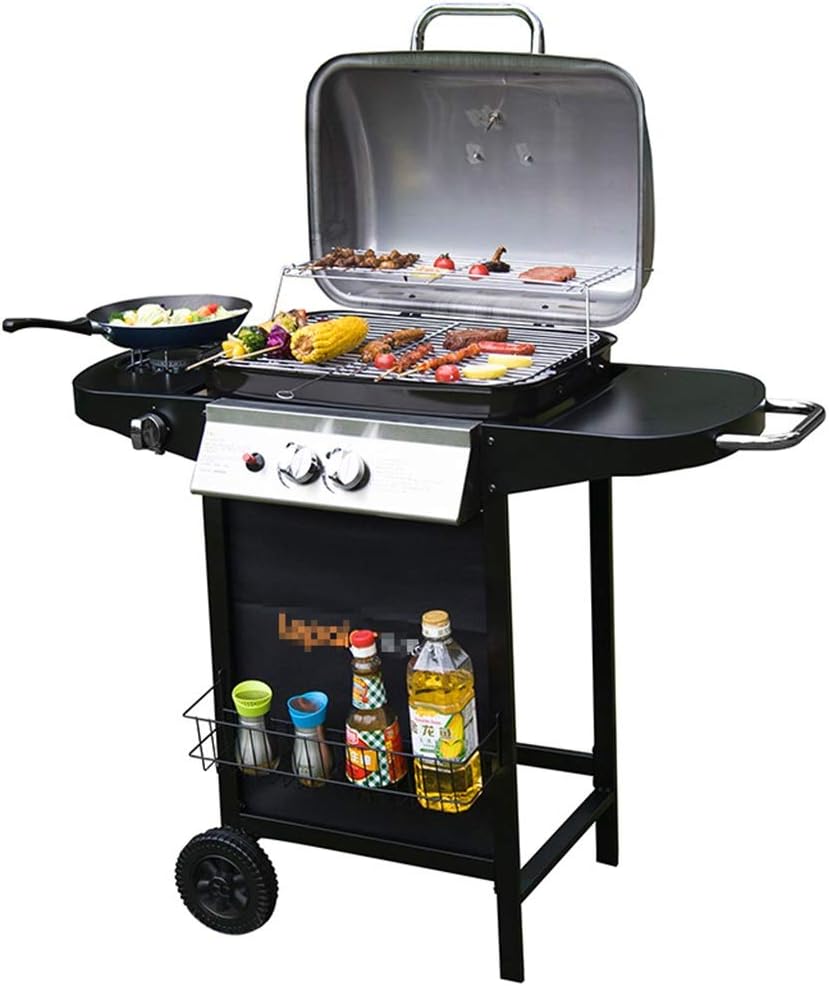 Courtyard Balcony Grill Outdoor Grill Home Gas Grill American Oven Gas Grill BBQ Suitable for 3-5 People (Color : Black, Size : 10537.590cm)