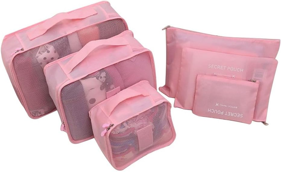 Hugesaving 6pcs Travel Organizers Packing Cubes Pouches Travel Storage Bag