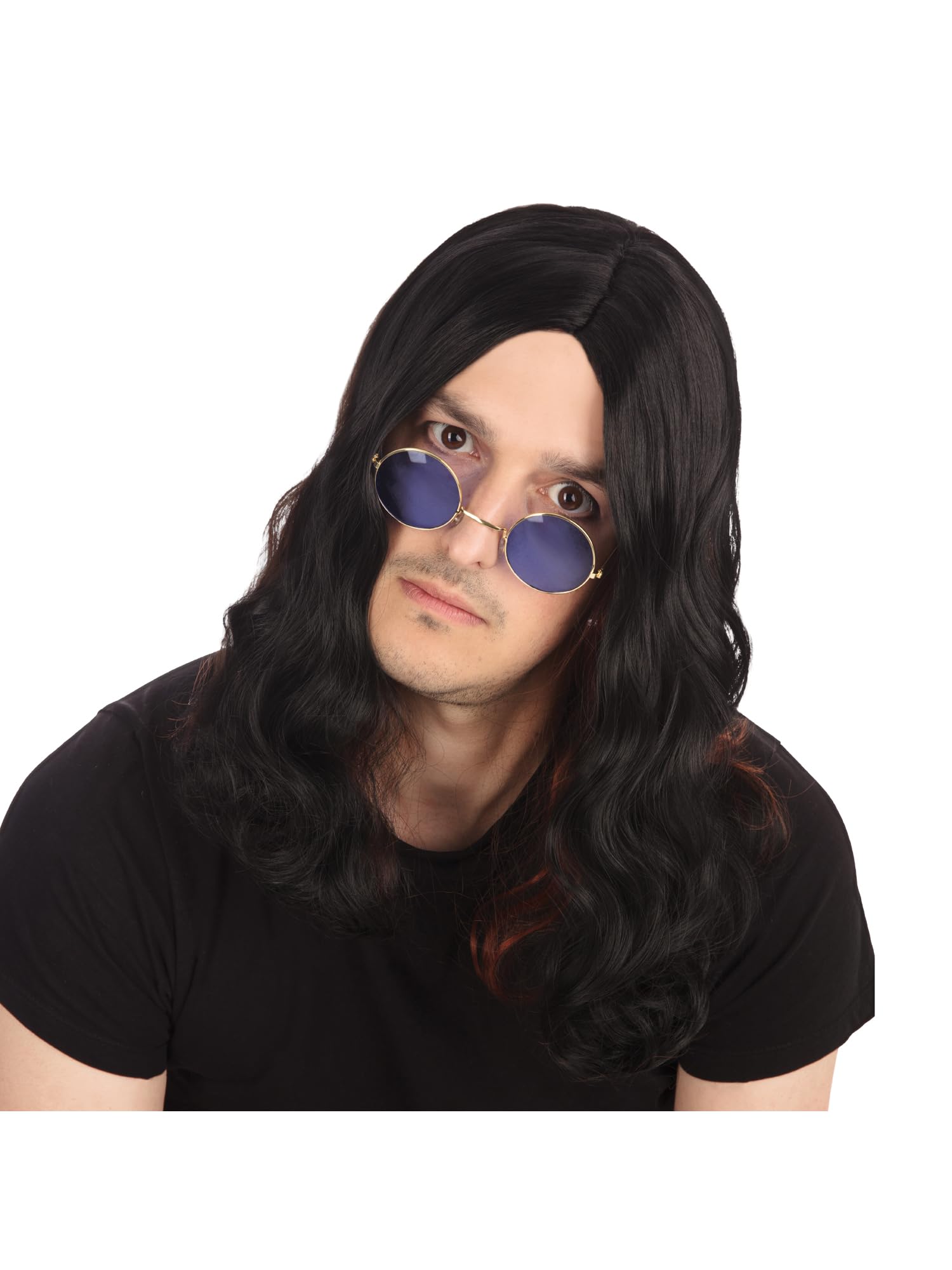 Bristol Novelty BW481 Ozzy Osbourne Streaks Wig, Black/Red, One Size Halloween