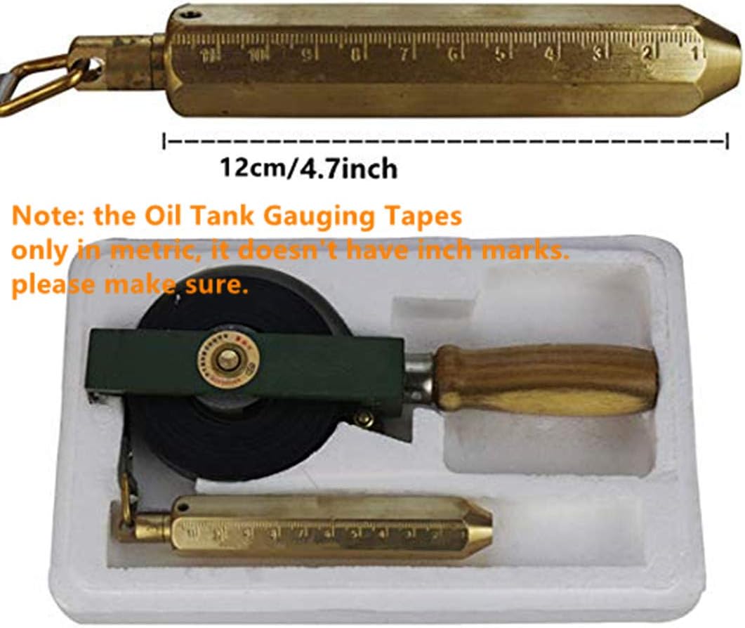 30M Oil Tank Gauging Tapes Fuel Measuring Device with Carbon Steel Tape & Brass Graduated Plumb