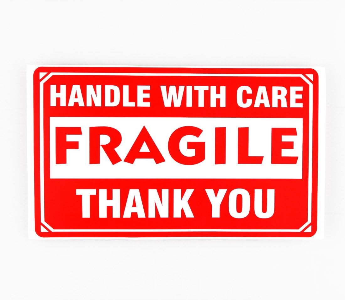 50 3x5 Fragile Handle with Care Sticker Personalized Packaging Labels Custom Label Sheets, red, 3x5" fragile