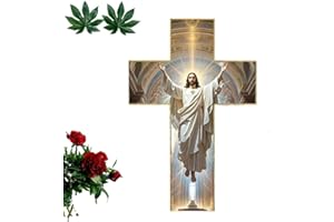 Vintage Wooden Jesus Christ Wall Cross, Handcrafted Rustic Home Decor with Jesus Carving, Religious Wall Art for Faith, Hope 