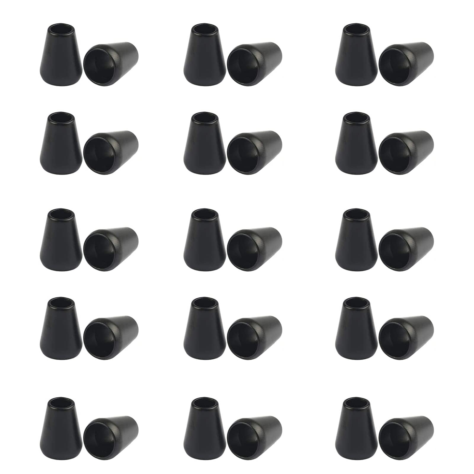 MiaLover Pack of 30 Metal End Caps Cord End Caps End Caps Cord Stopper for Cords Lanyard Clothing Backpack Sportwear Paracord 15 x 10 mm Black