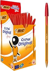 BIC Cristal Fine Ballpoint Pens Red 0.8mm Large Box of 50