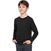 ZUEMET Boys Long Sleeve Shirts Cotton Crewneck T-Shirts for Boy Kids Basic Tee Sweatshirt 7-14 Years