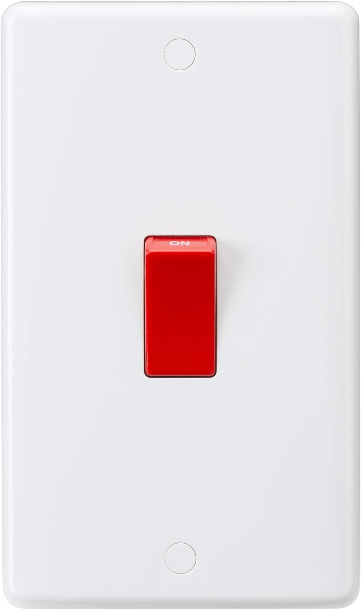 Curved Edge 2 Gang DP Switch in White with White Rockers
