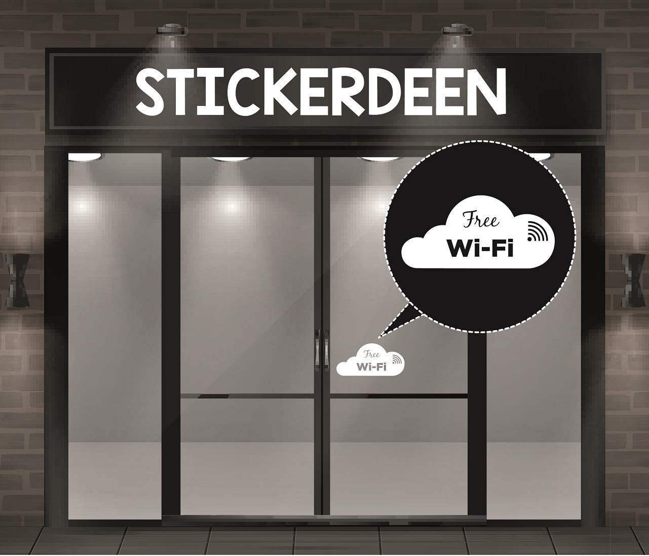 Free WiFi Cloud Graphics Window Sign Vinyl Sticker Cafe Shop Salon Bar Restaurant Business Building Shop Indoor Outdoor (White) - Image 5