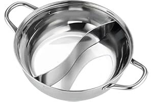YWJLQH Multi-Purpose Stainless Steel Split Hot Pot with Portable Handle for Double Favor Soup Cooking, Ideal for Camping and 