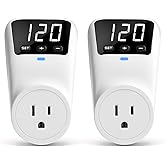 BSEED Surge Protector, 1800W Wall Surge Protector for Refrigerator, TV, PC, Home Appliance, Voltage Regulator with LED Display Screen, Adjustable Voltage Protector, 15A, 120V, 2 Pack