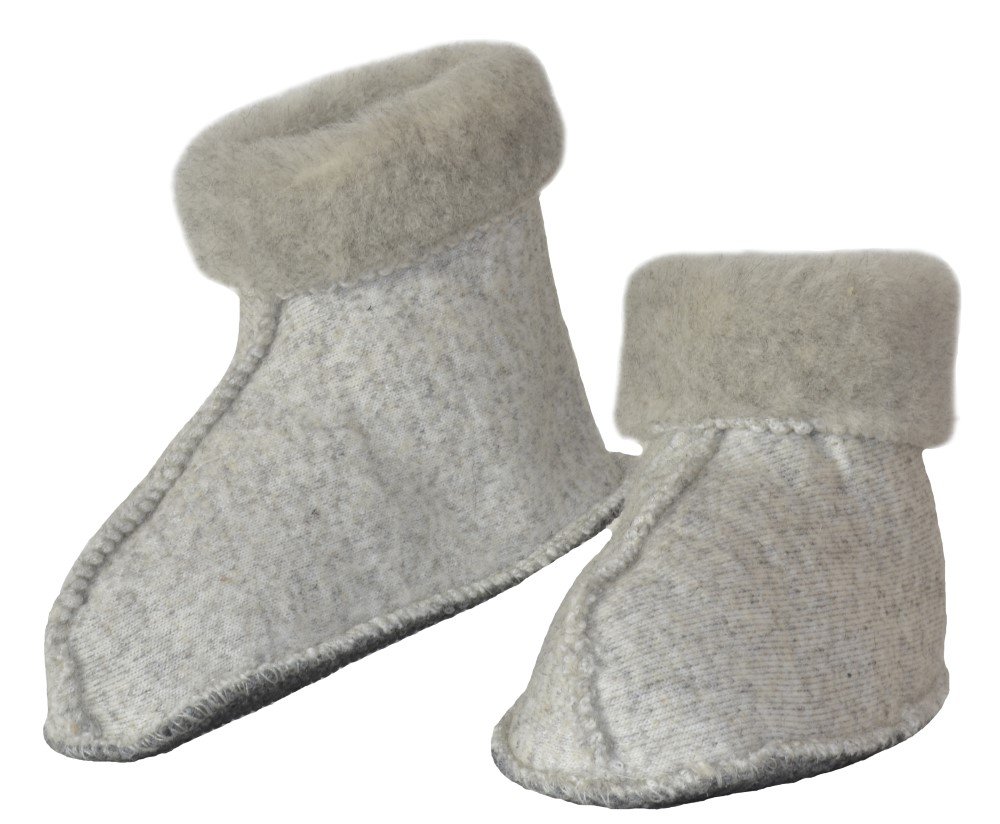 SamWo, Sheep's Wool Feel-Good House Socks / Foot Warmer Unisex Sole with Non-Slip Nubs, 100% Sheep's Wool Grey Size: 10.5/11.5 UK