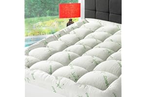 Shilucheng Bamboo Mattress Topper King Size,Cooling Mattress Pad for Back Pain,Quilted Fitted Extra Thick Breathable Pillow Top Mattress Cover with 8-21" Deep Pocket(78x80 Inches)