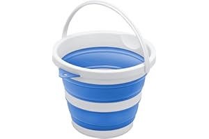 GODEREWILD Small Collapsible Bucket 1.3 Gal/5L, BPA-Free - Space-Efficient, Portable Foldable Water Pail for Household, Outdoor Use, Car Wash, Camping, Fishing - Blue, Single Pack