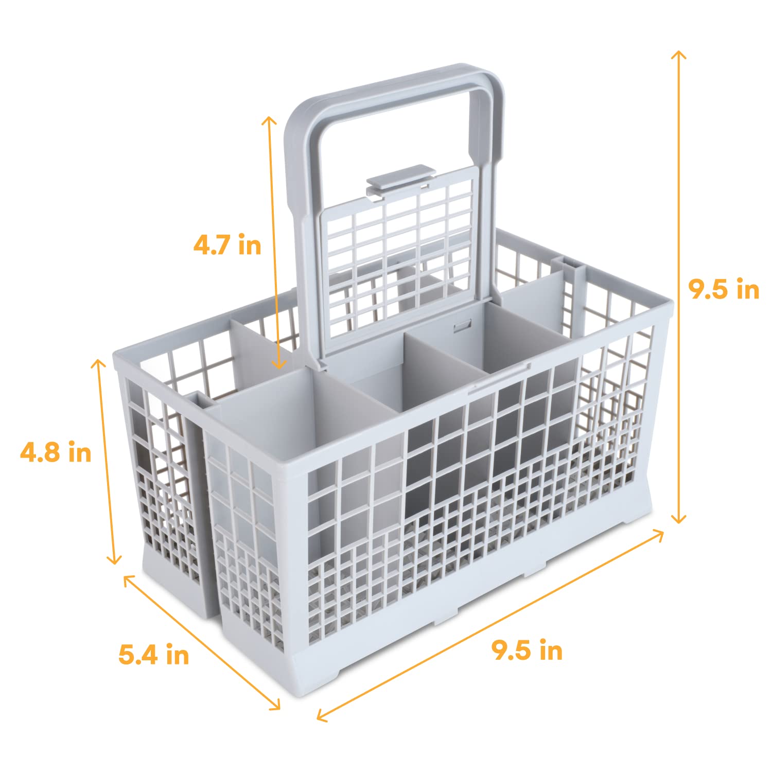 Noa Store Universal Dishwasher Silverware Basket with 7 Compartments and Handle - Ideal for Organizing Cutlery - Silverware Drainer Basket for Kitchen Clean Up - Compatible with Baby Bottles and More