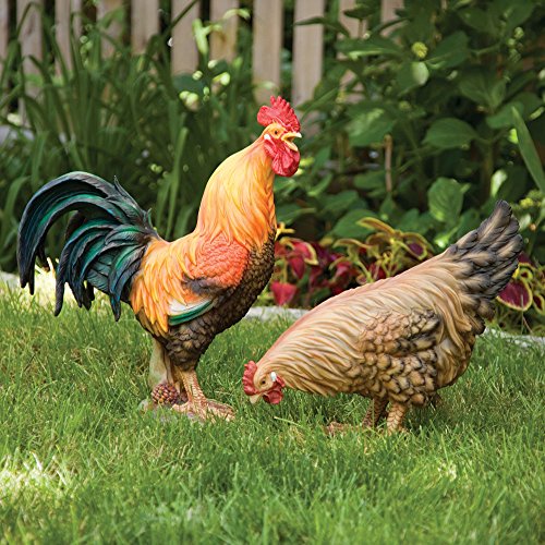 Bits and Pieces Life Sized Decorative Rooster Statue Farm Animal Collectible Polyresin