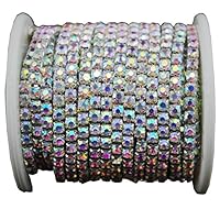 AEAOA 10 Yard Crystal AB Rhinestone Close Chain Clear Trim Sewing Craft (4mm, Silver)