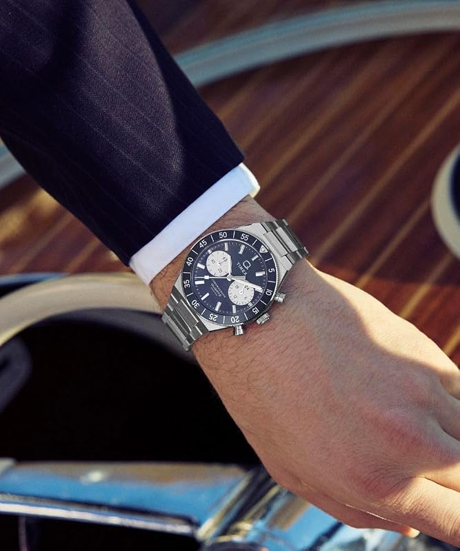 Q Continental Chronograph TW2Y55900 - Orologio da uomo da 40 mm, cinturino in acciaio inox e quadrante blu