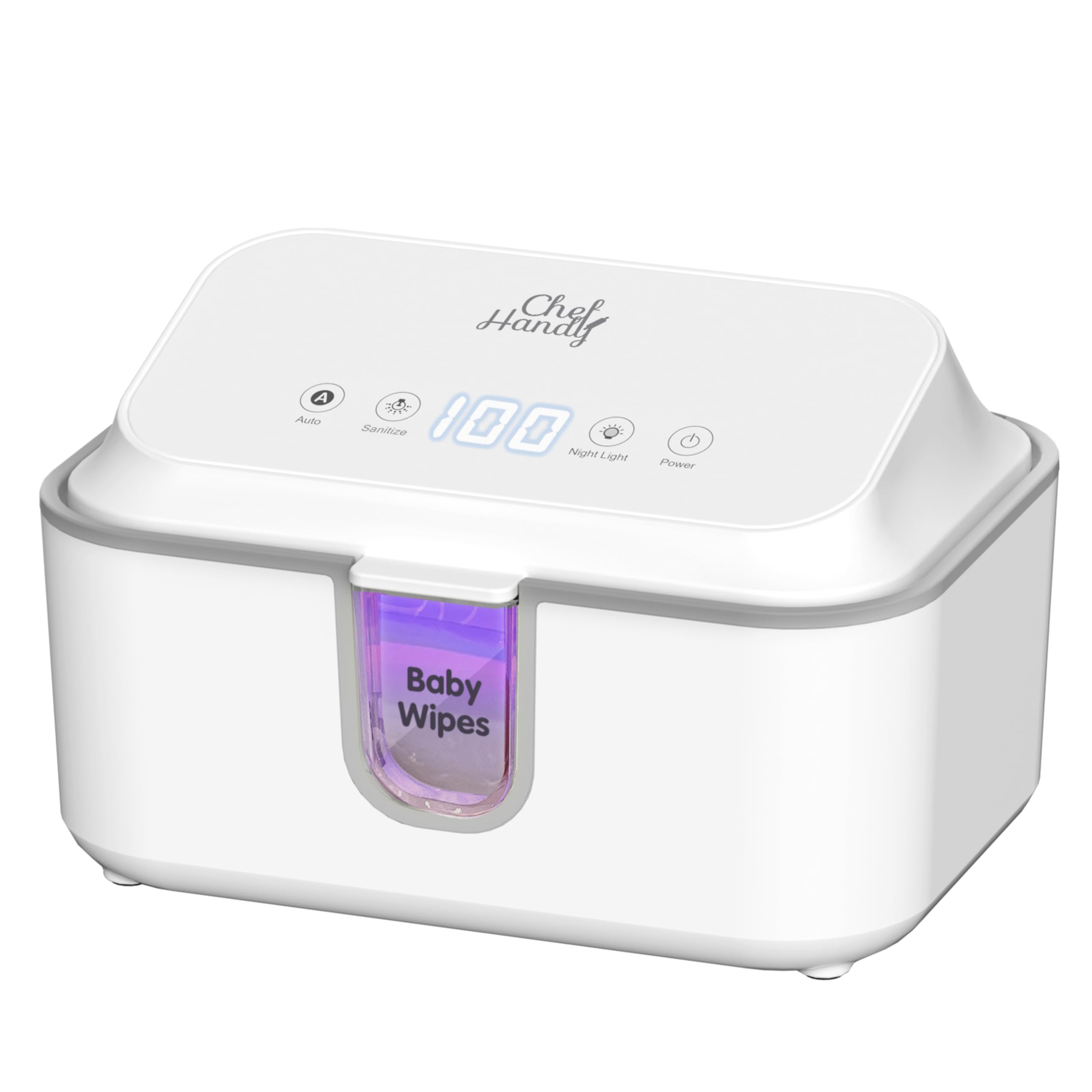Photo 1 of Chefhandy Wipe Warmer, Baby Wipe Warmer with UV Sanitizer, Diaper Wipe Warmer, Wet Wipes Dispenser with 3 Heating Modes, Night Light, Large Capacity, and One-Handed Operation (White)