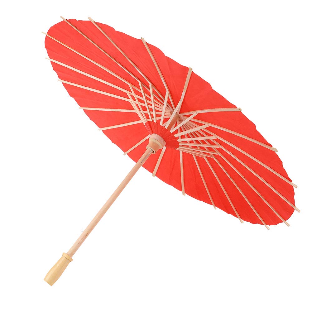 Wifehelper 23-inch Japanese Chinese Paper Parasol, Umbrella for Wedding, Bridal Showers, Party Favors, Kids Diy Hand Painting And Photo Shoots(Red)