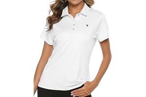 TBMPOY Women's Golf Polo Short Sleeve Shirts Lightweight Moisture Wicking Collared T Shirt Quick Dry 4-Button
