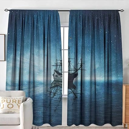 Amazon Com Pirate Ship Sliding Door Curtain Ship On Dark